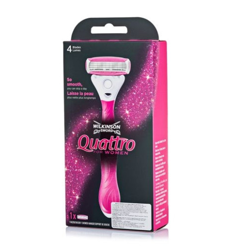 Станок для гоління жіночий Wilkinson Sword Quattro For Women + тримач на присосці Станок для гоління жіночий Wilkinson Sword Quattro For Women + тримач на присосці
